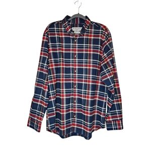 Mizzen + Main Trim Fit Plaid Button Down Flannel Shirt Size XL